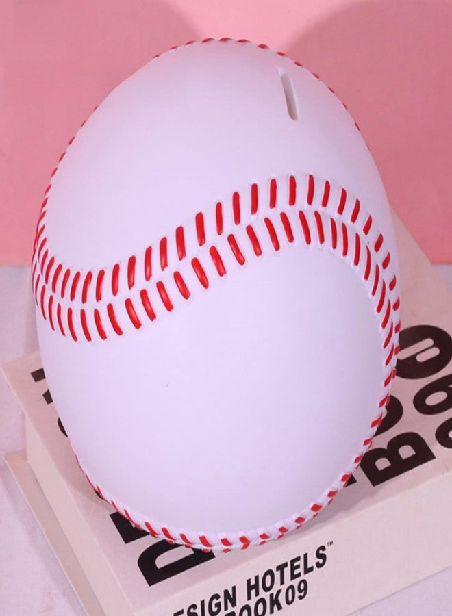 Tlence 6.3" Baseball Piggy Bank, Shatterproof Baseball Shape Coin Bank, White Sports Themed Money Box for Saving Money, Money Storage Container for Boys Girls Adults, Bedroom Decor - Image 3